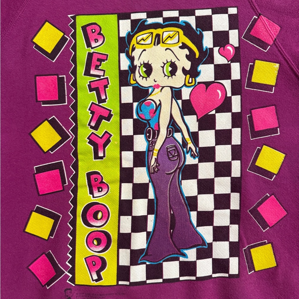 90s Vintage Betty Boop Crew Neck 1994 Purple Sweatshirt - Picture 4 of 8